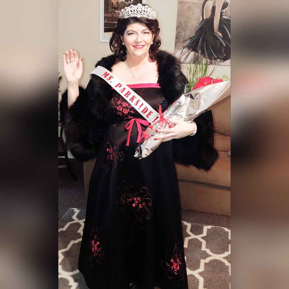 Red and Black Dress / Gown with Corset ties in back